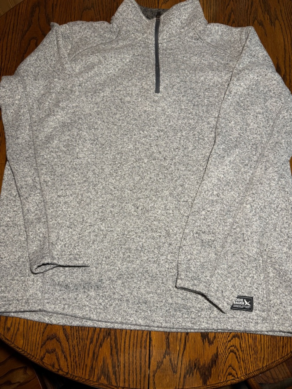 Eddie Bauer Gray Quarter-Zip Heathered Pullover